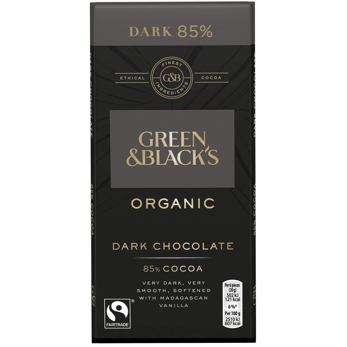 Green & Blacks Organic Dark Chocolate Candy Bars 85% Cocoa, 3.52 Ounce (Pack of 6)