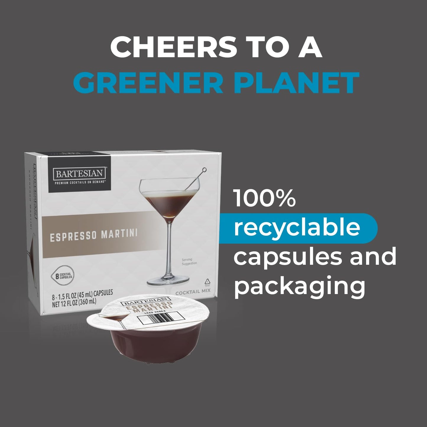 Bartesian Espresso Martini Cocktail Mixer compact pieces – Pack of 8, 1.5 Fl Oz, for Home Bar Mixology