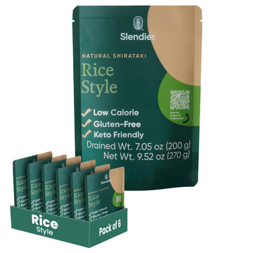 Slendier - Shirataki Rice Pack of 6 | Low Calorie Rice | Low Carb Shirataki Noodles | Gluten-Free Konjac Noodles | Healthy & Con