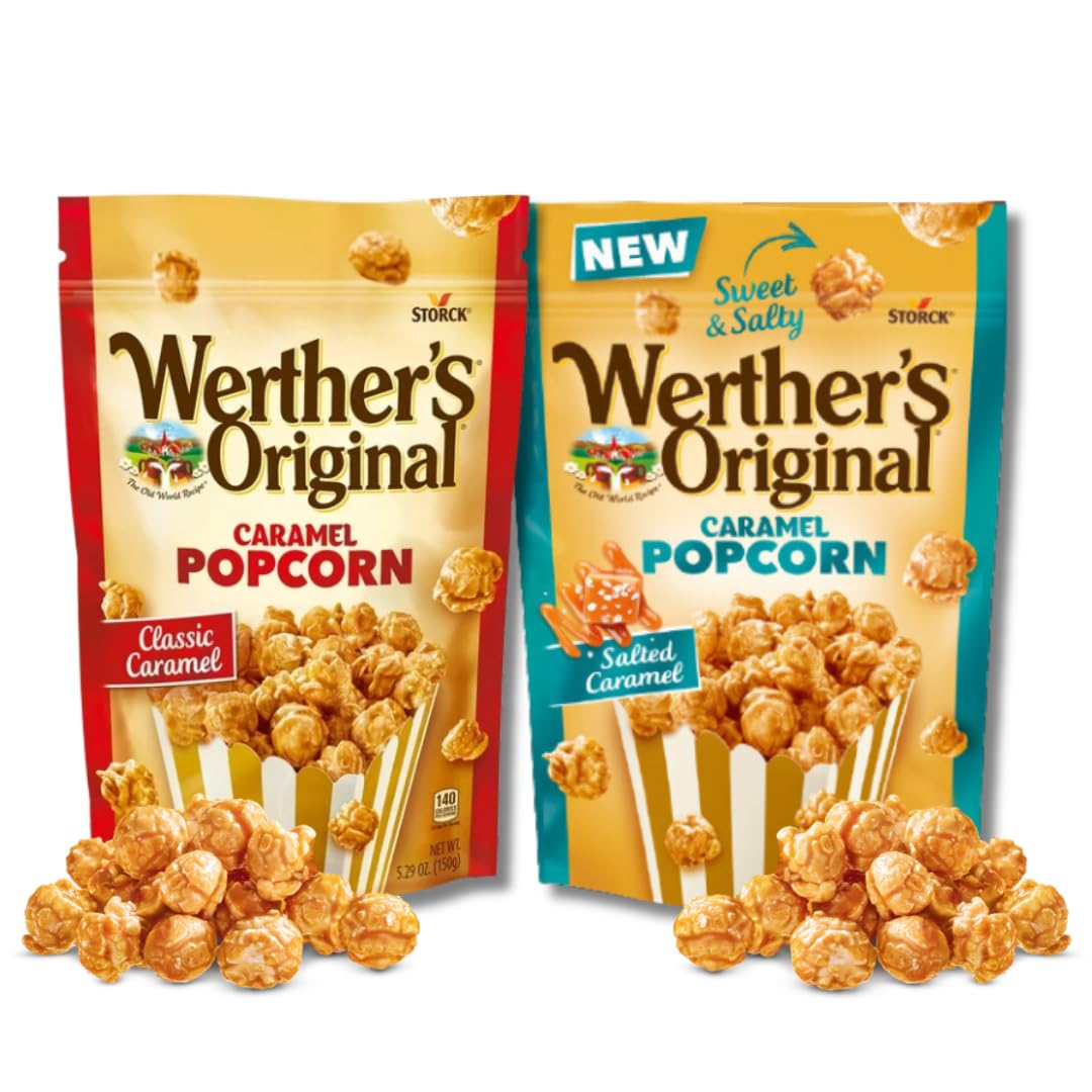WertherS Oriflavor Blendal Popcorn Gift Duo - Classic Caramel & Salted Caramel - Pack Of 2 5.29 Oz. Resealable Bags By LyzaS Sweets & Treats