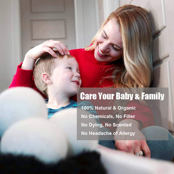 Wool Dryer Balls 6 Pack Xl, 3'' Genuine New Zealand Wool To Core, 100% Organic Fabric Softener Alternative, Baby Safe & Chemical