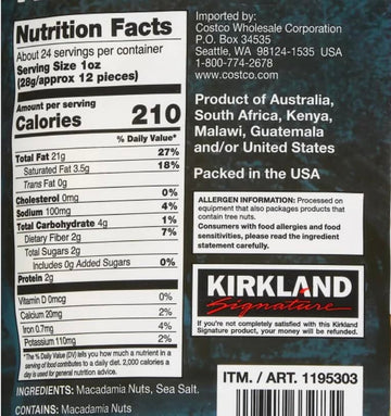 Kirkland Signature Dry Roasted Macadamia Nuts, 1.5 Lbs. Item 1195303. Bundle With Moralza Silicone Collapsible Cup 200Ml - 2 Ite