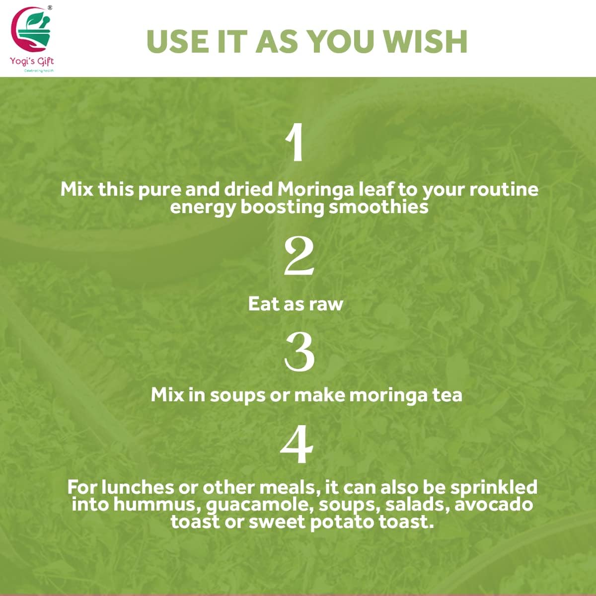 Moringa Leaves Loose 4 Oz | Make Tea, Springle On Salad, Ground And Use It | 100% Natural Moringa Leaf Only No Stems | Te De Mor