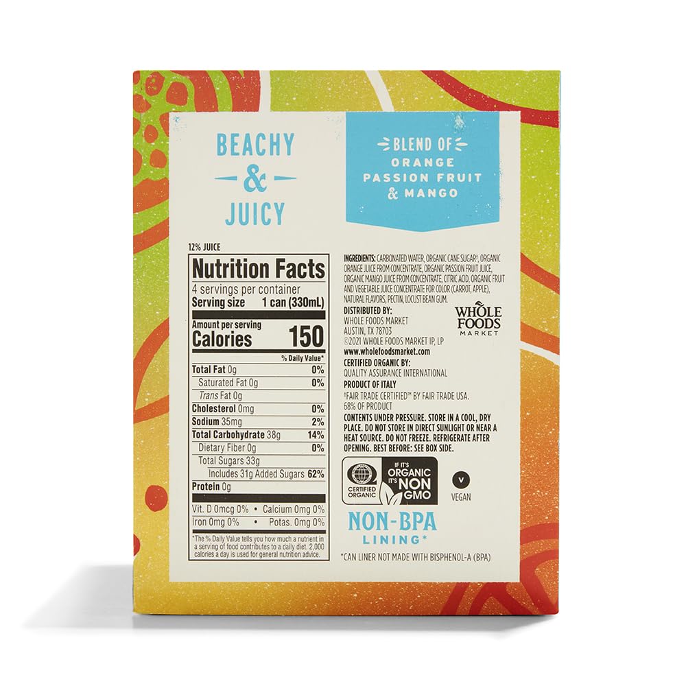 Whole Foods Market Organic Tropical Blend Italian Soda, 11.2 fl oz (Pack of 4)