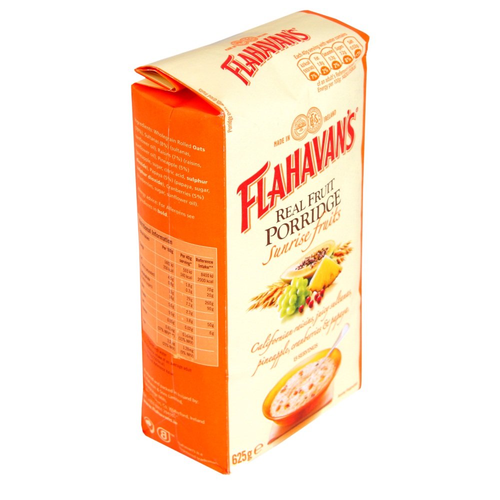 Flahavans Irish Porridge Irish Oatmeal Real Fruit Porridge Sunrise Fruits -- 625G