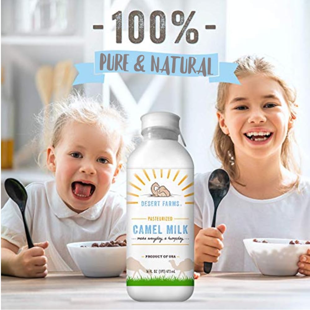 Desert Farms Organic Fresh Frozen Camel Milk - 16 Fl Oz (Pack of 6) - Allergen Free, Pure & Natural Grade A