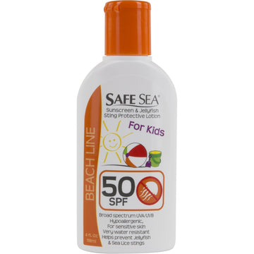 Safe Sea Anti-Jellyfish Sting Protective Lotion- Spf50- Hypoallergenic Jellyfish & Sea Lice Prevention Sunscreen 3 Pack (For Kid