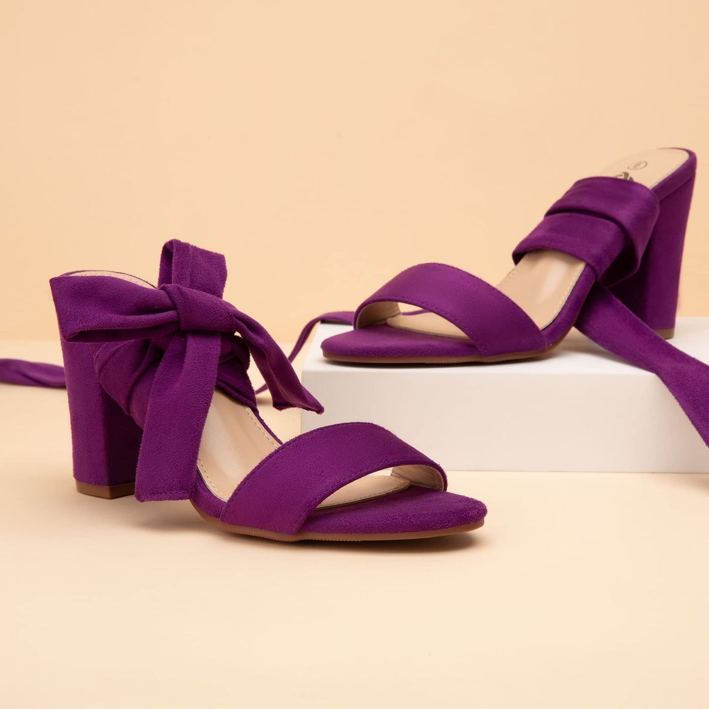 Trary Purple Heels, Platform Heels For Women, Lace Up Heels For Women, Short Heels For Women,Low Heels For Women Lavender Heels,