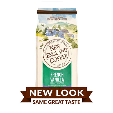 New England Coffee French Vanilla Decaffeinated Medium Roast Ground Coffee, 10oz Bag