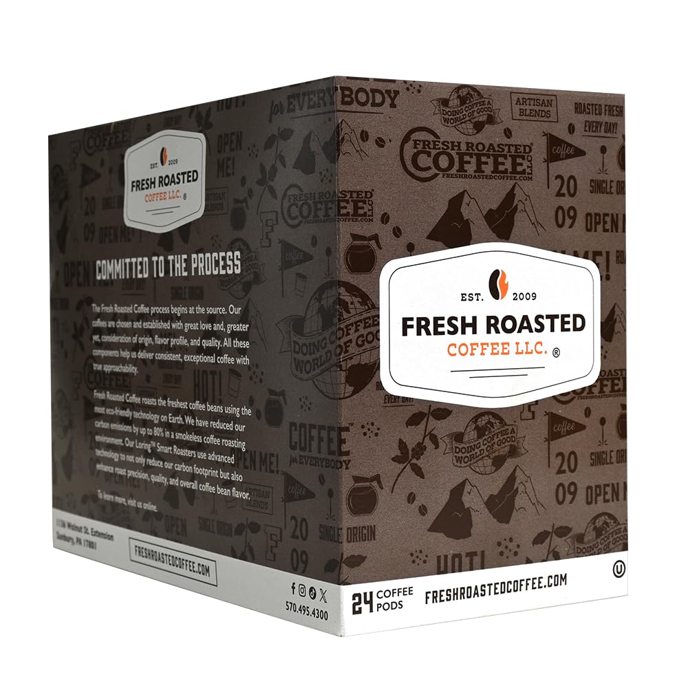Fresh Roasted Coffee K-Cup Compatible, Organic Peru, Fair Trade, 72 Pods, Brown