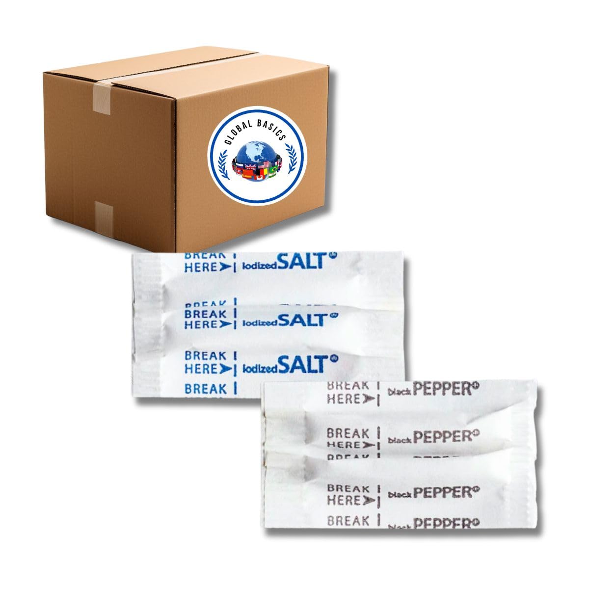 GLOBAL BASICS Salt and Pepper Packets | 1000 Total Packets | Single Serve | 0.01 Ounce Each