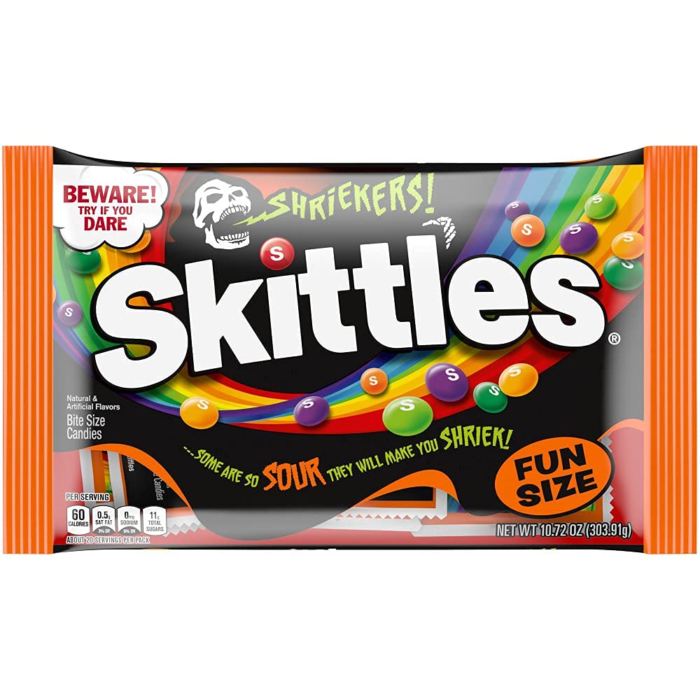 Skittles Shriekers Fun Size Candy 10.72 Oz ( 2 PACK ) ( SOME ARE SO SOUR THEY WILL MAKE YOU SHRIEK! )