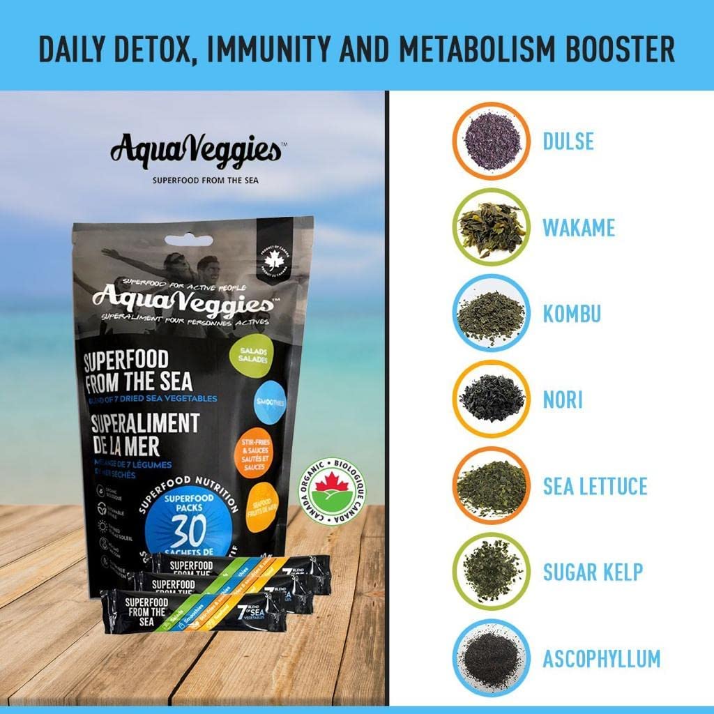Aqua Veggies Organic Atlantic Superfood Organic Dulse Seaweed Blend - 30 Individual Packs