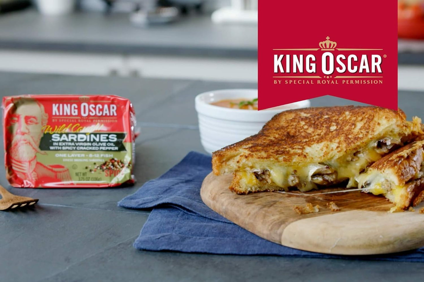 King Oscar Brisling Sardines In Extra Virgin Olive Oil, Spicy Cracked Pepper, 3.75-Ounce Cans (Pack Of 12)