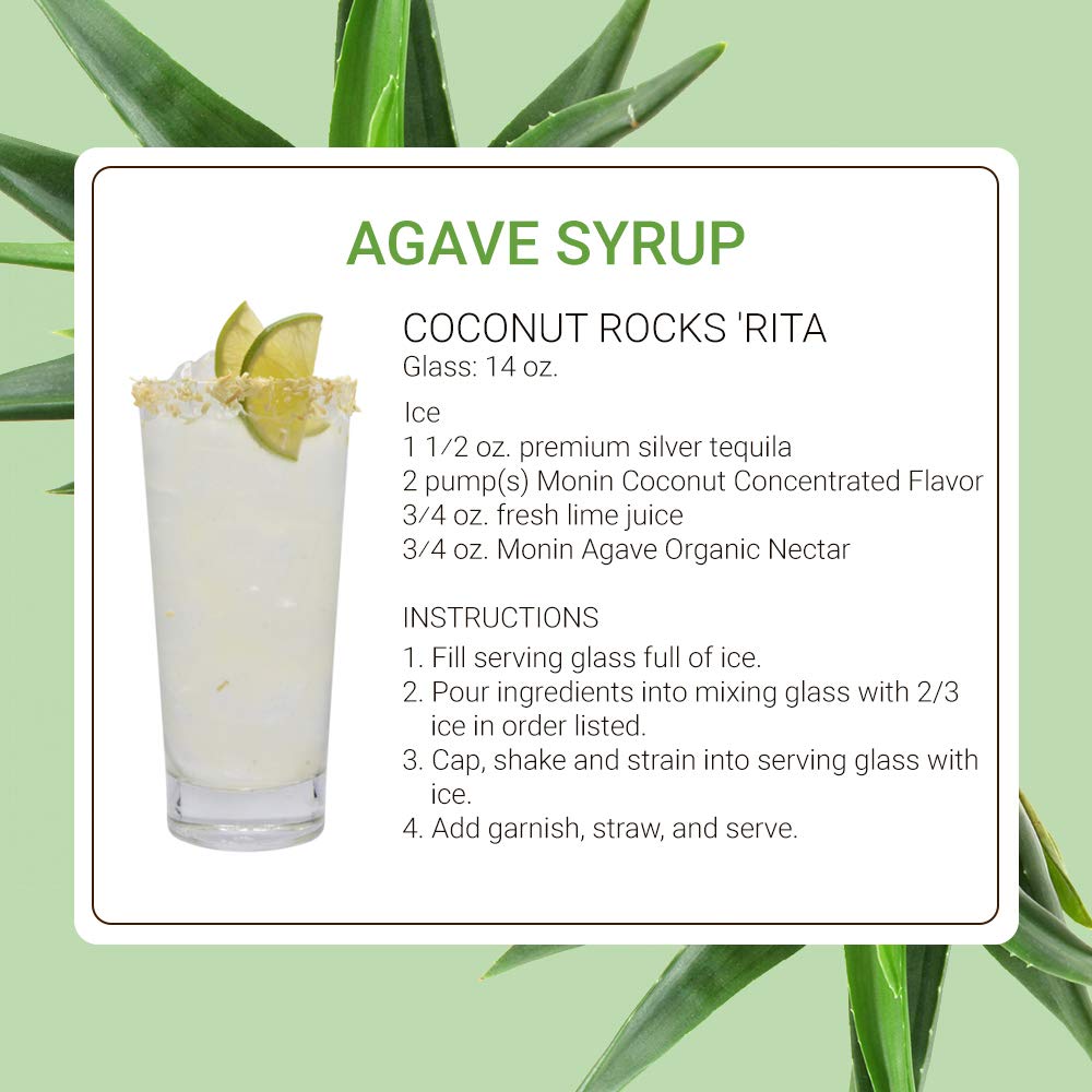 Monin Organic Agave Syrup, Gluten-Free, Non-GMO, 750 ml (25.5 Fl Oz)