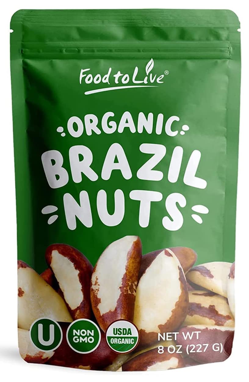 Food to Live - Raw Brazil Nuts, 8 Ounces Non-GMO Verified, Raw, Whole, No Shell, Unsalted, Kosher, Vegan, Keto and Paleo Friendl