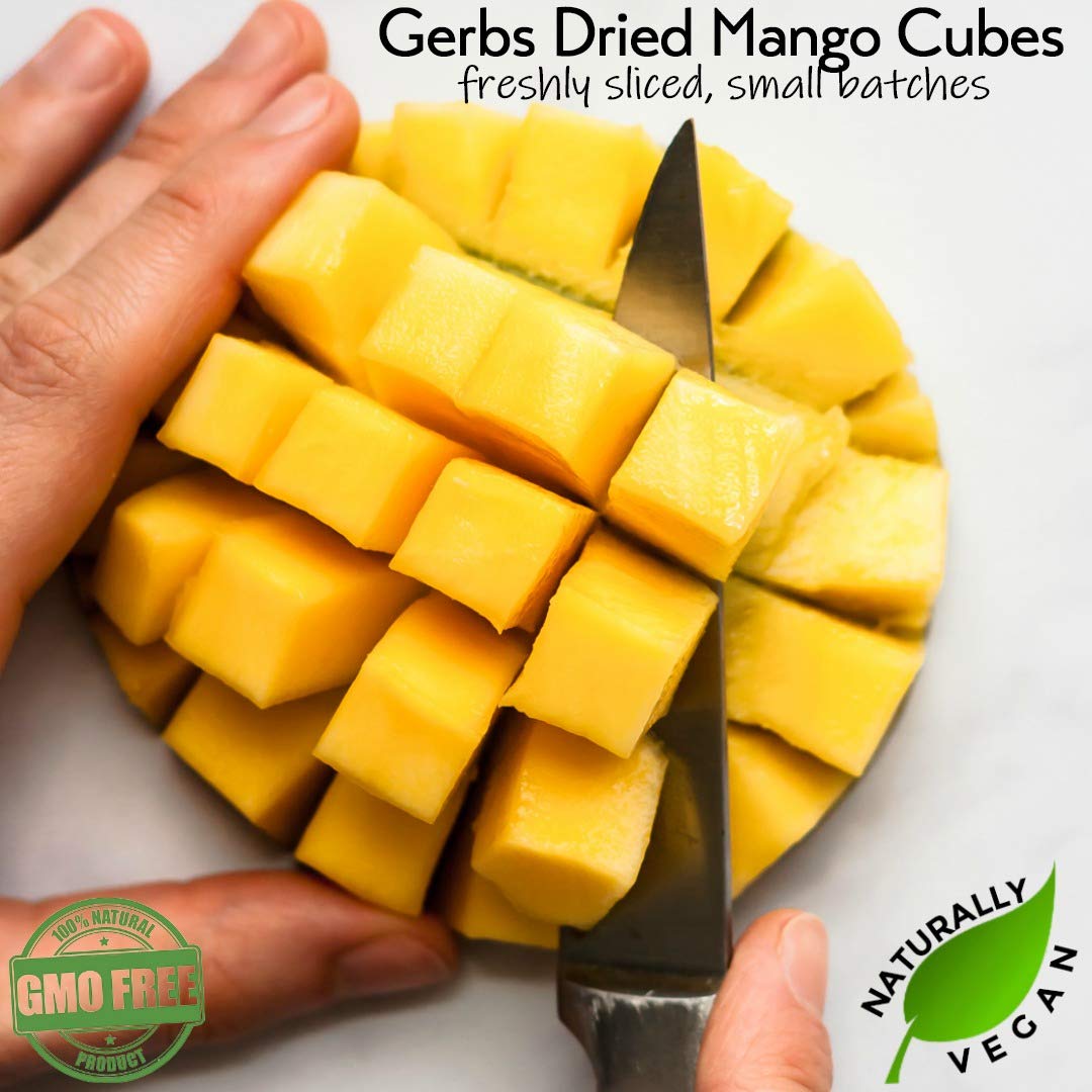 GERBS Dried Mango Cubes - Lightly Sweetened, Unsulfured, 4 lbs, Resealable Bag, Naturally Sweet & Chewy, Allergen-Free