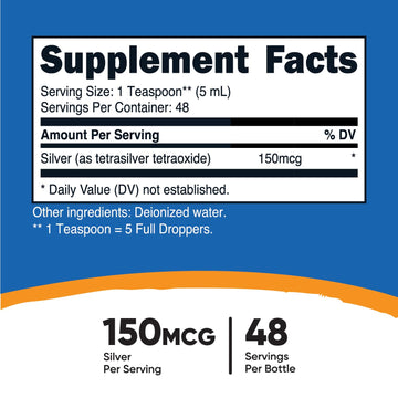 Nutricost Colloidal Silver 8Oz 150Mcg - Cobalt Blue Glass Bottles, Bio-Active Colloidal Silver