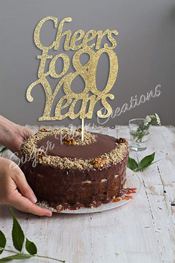 Cheers To 80 Years Cake Topper