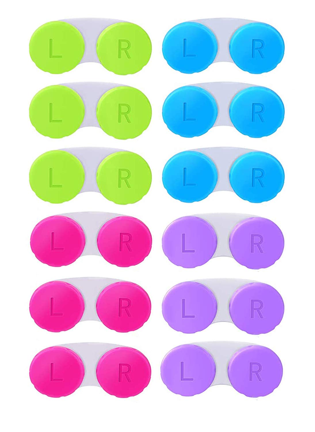 Kiseer 12 Pack Colorful Contact Lens Case Box Holder Container Soak Storage Kit