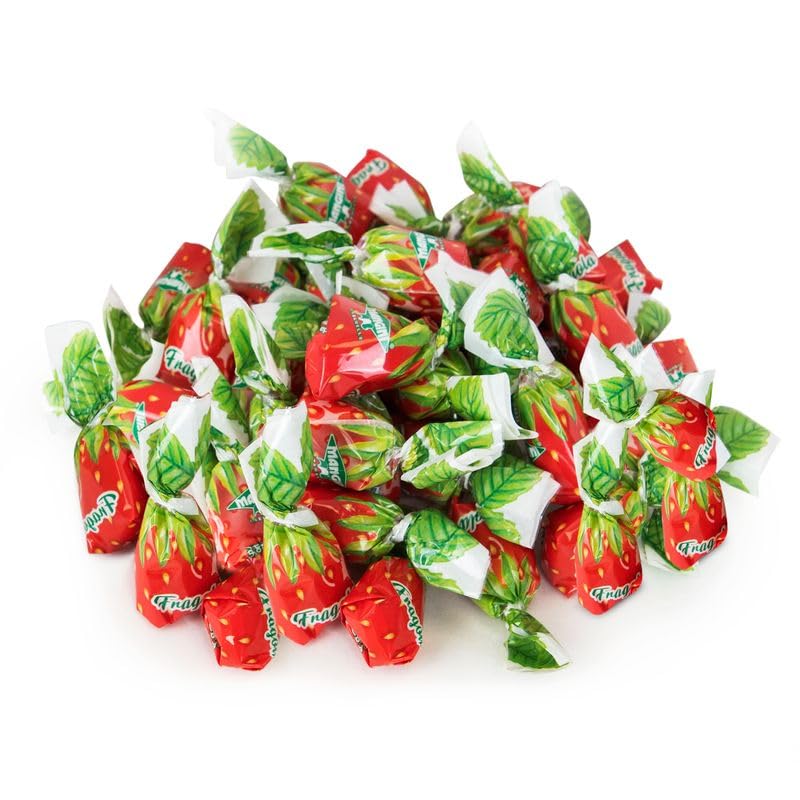 Italian Natural Fruit Filled Strawberry Candies Filled With Real Fruit Pulp Individually Wrapped Authentic Italian Confections 2.2 Lbs Bag | The Snackery