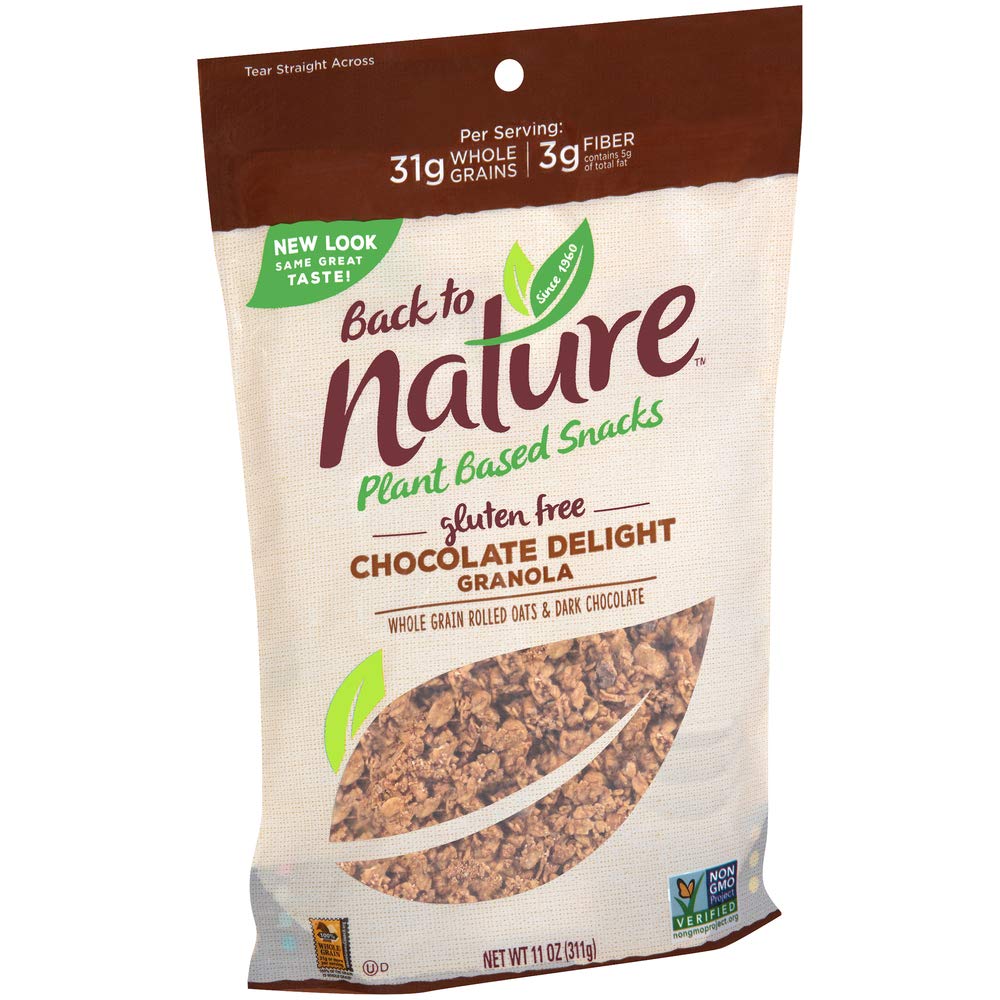 Back to Nature Granola Cereal - Gluten Free, Non-GMO, Plant Based Snacks made with Whole Grain Rolled Oats - Chocolate Delight,