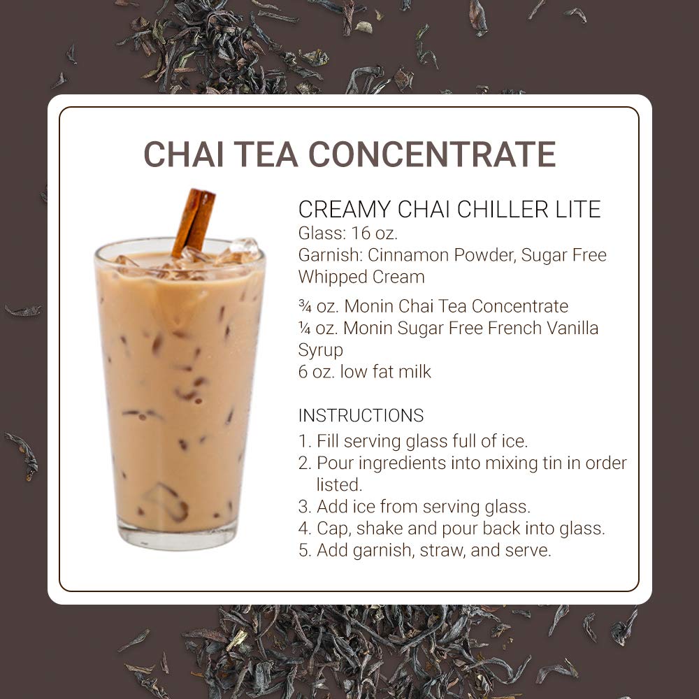Monin Chai Tea Concentrate, Spiced Green Tea Flavor, Non-GMO, Gluten-Free, 33.8 Fl Oz