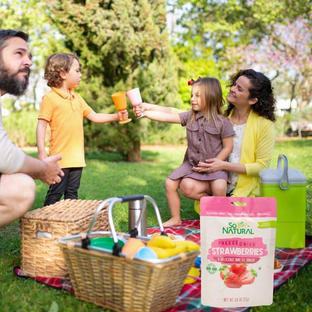 So Natural Freeze Dried Whole Strawberries 0.6 Oz, Non-Gmo, Gluten Free, Vegan, No Preservatives (1)