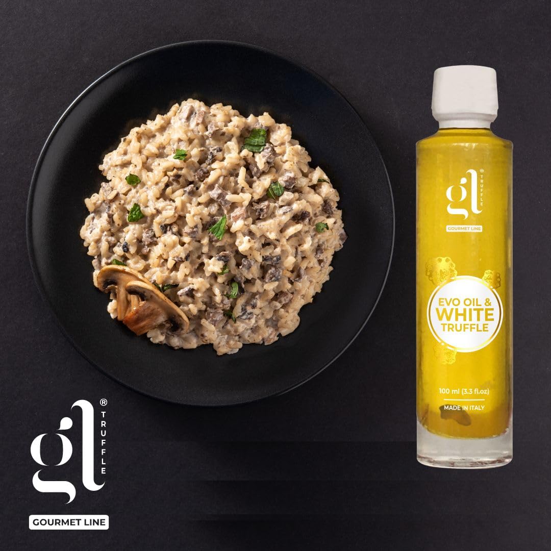 GL TRUFFLE GOURMET LINE White Truffle Oil, 100 ml, Authentic Infused Oil with Real Truffle Slice, Premium Quality, Product of Italy