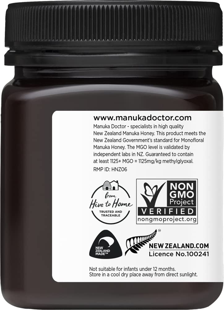 MANUKA DOCTOR - MGO 1125+ Manuka Honey Monofloral 100% Pure New Zealand Honey. Certified. Guaranteed. RAW. Non-GMO (8.75 oz)