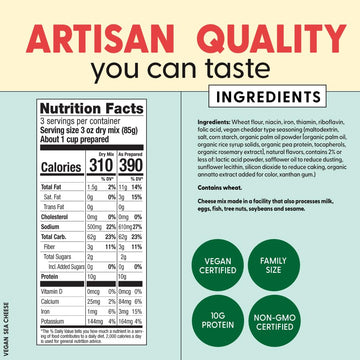 Pastabilities Vegan Mac And Cheese For Kids (& Adults) - Under The Sea - Fun Shapes Sea Creatures, Family Size – Serves 4, Certified Non Gmo Pasta And Cheese Mix, Made In The Usa, (2 Pack, 9 Oz)