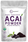 Micro Ingredients Organic Freeze-Dried Acai Powder, 100% Pure Berry Pulp, 8oz, Sustainably Grown in Brazilian Amazon