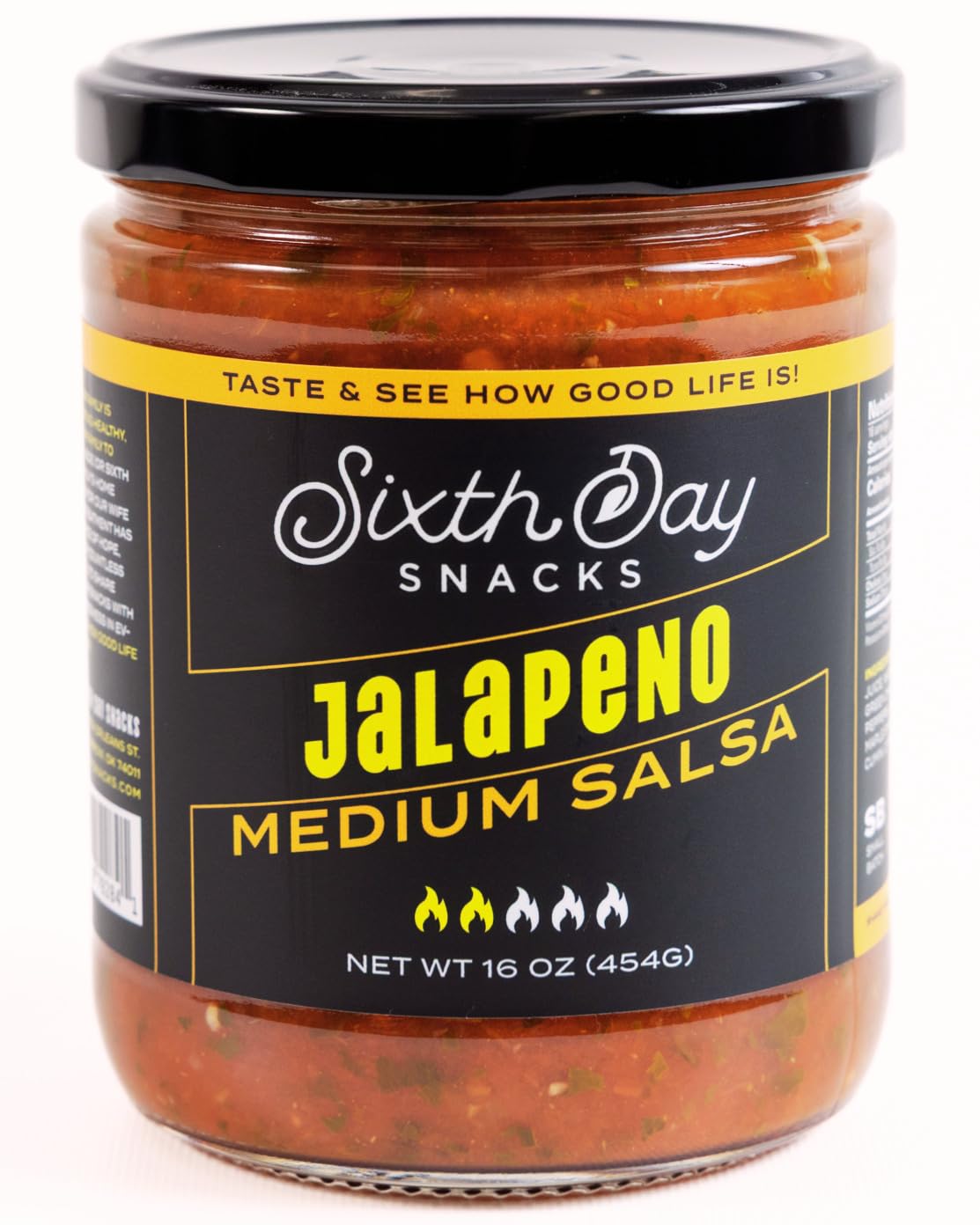 Sixth Day Snacks Jalapeo Medium Salsa | Zesty, Subtle Heat & Bold Fresh Flavor | Real Ingredients, No Artificial Anything | Fami