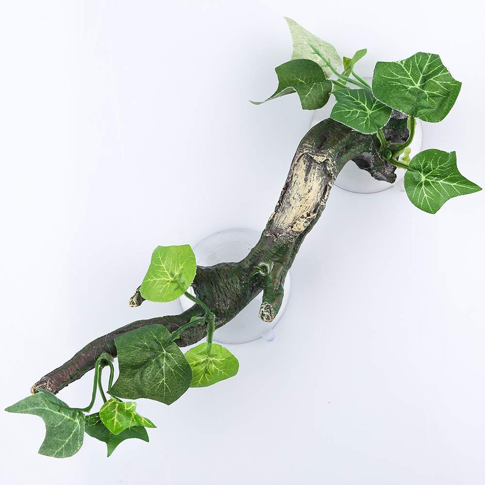 Aqua Kt Reptile Corner Branch Terrarium Plant Decoration With Suction Cup For Amphibian Lizard Snake Climbing