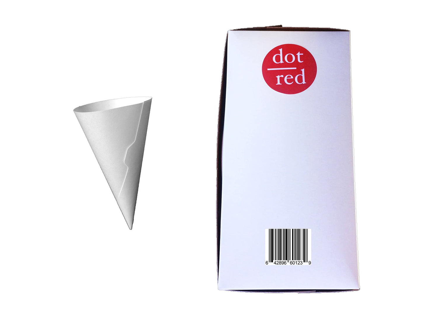 Dot Red Ice Cream Waffle Cone Jackets, 1200 Pack, Recyclable Paper, Red, Straight Edge