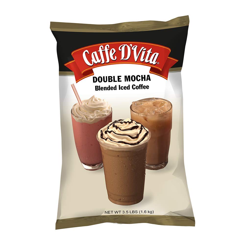 Caffe DVita Double Mocha Blended Ice Coffee - Mocha Frappe Mix Blended Iced Coffee Mix Gluten Free No Cholesterol No Hydrogenated Oils No Trans Fat Mocha Frappuccino Mix - 3.5 Lb Bag