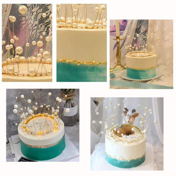 Shiny Handmade Happy Birthday Cake Topper For Girls Women Men, White Artificial Pearl Crown Cake Topper For Wedding Graduation P