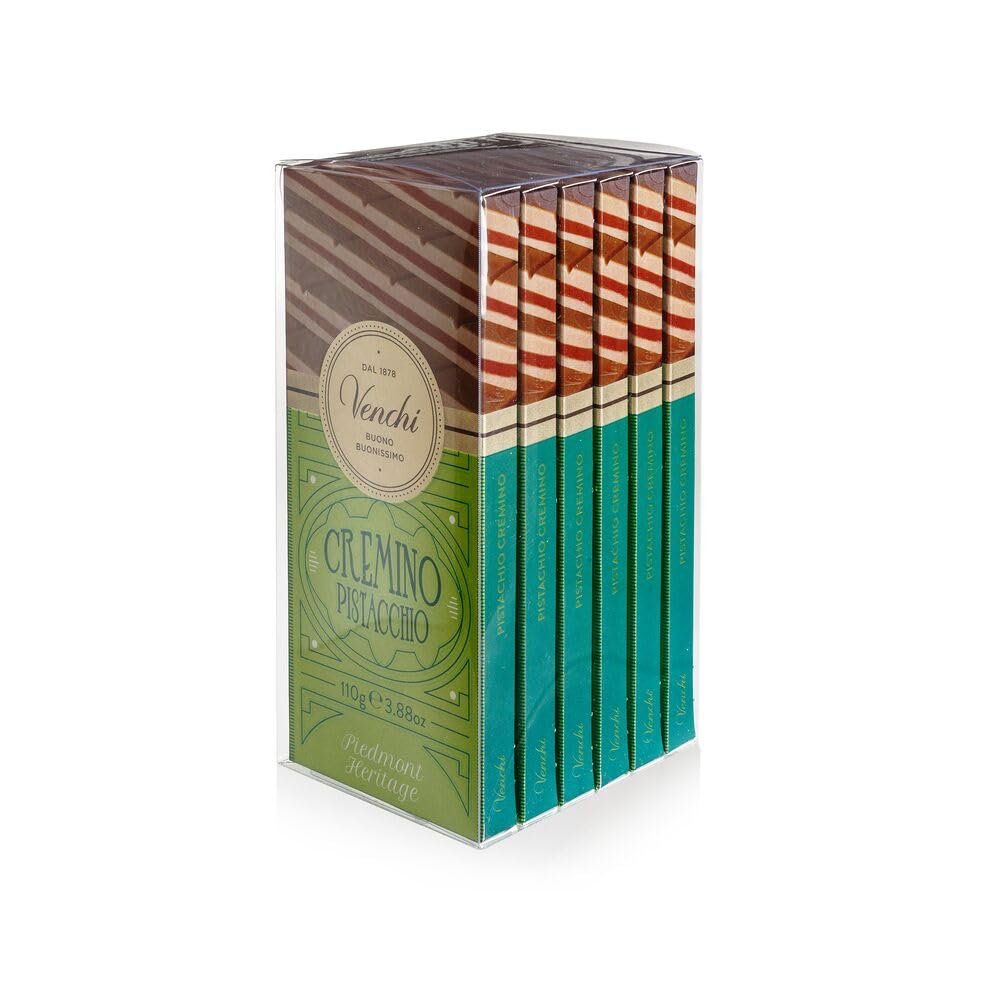 Venchi - Bundle Of 6 Cremino Pistachio Chocolate Bars, 23.28Oz - Creamy, Layered Chocolates With Pistachio Paste - Gluten Free -