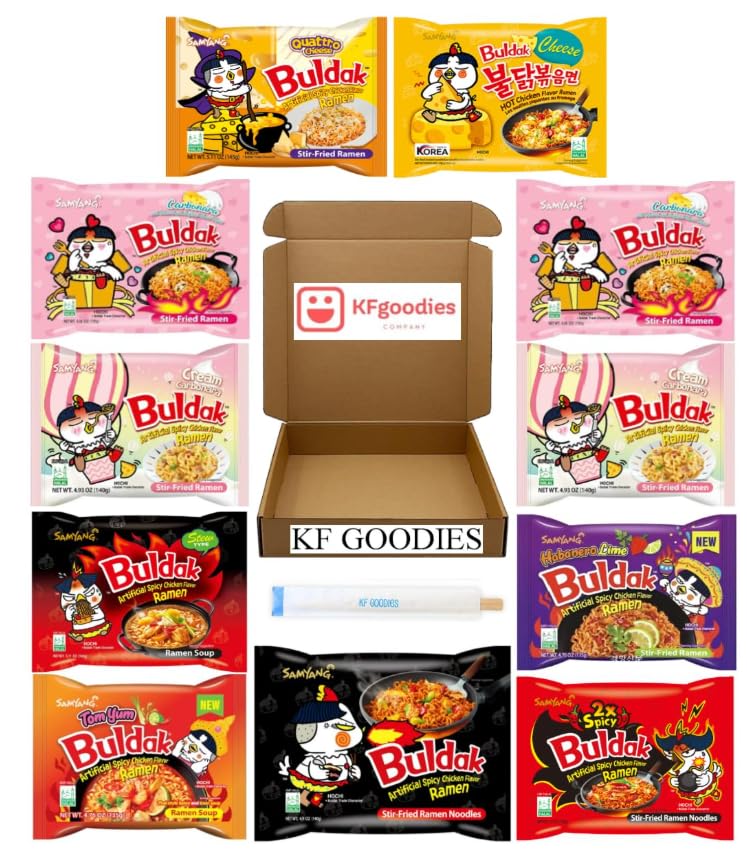 Samyang Buldak Hot Spicy Chicken Ramen Noodle Korean Stir-Fried Ramen (11, 2X, Stew, Habanero Lime, Original, Carbonara (2), Che