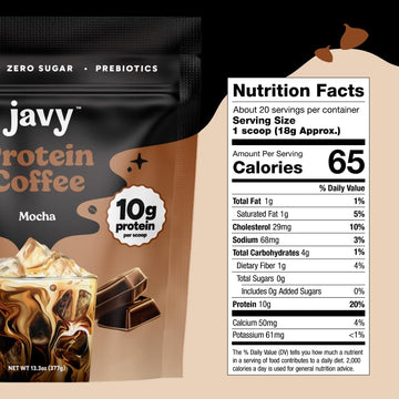 Javy Mocha Protein Coffee - Premium Whey Protein & Instant Iced Coffee - 100% Arabica Coffee - Zero Artificial Flavors & Sweeten
