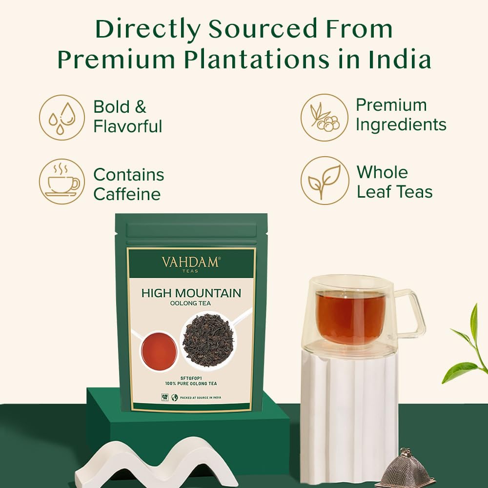Vahdam, High Mountain Oolong Tea Leaves From Himalayas (50+ Cups, 3.53Oz) Strong & Robust Oolong Tea | High Elevation Grown | Va