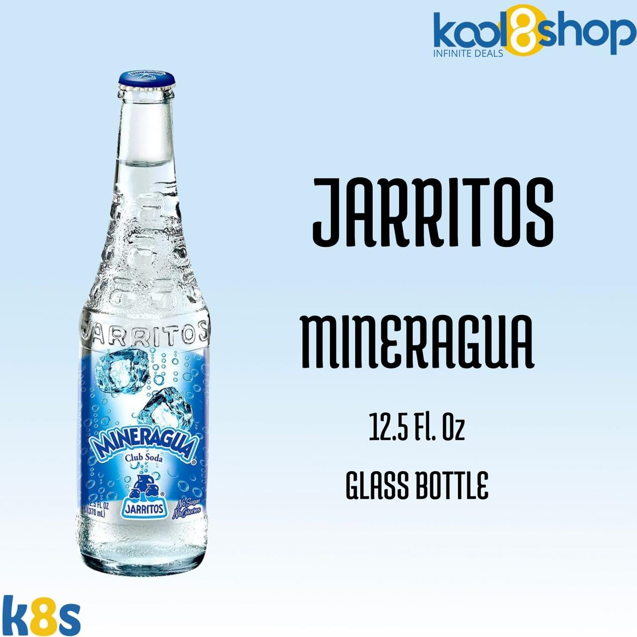 Jarritos Mexican Mineragua Soft Drink 12.5 fl oz Glass Bottles 12 Pack + 15 Sugarcane Disposable Straws by KOOL8SHOP Infinite De