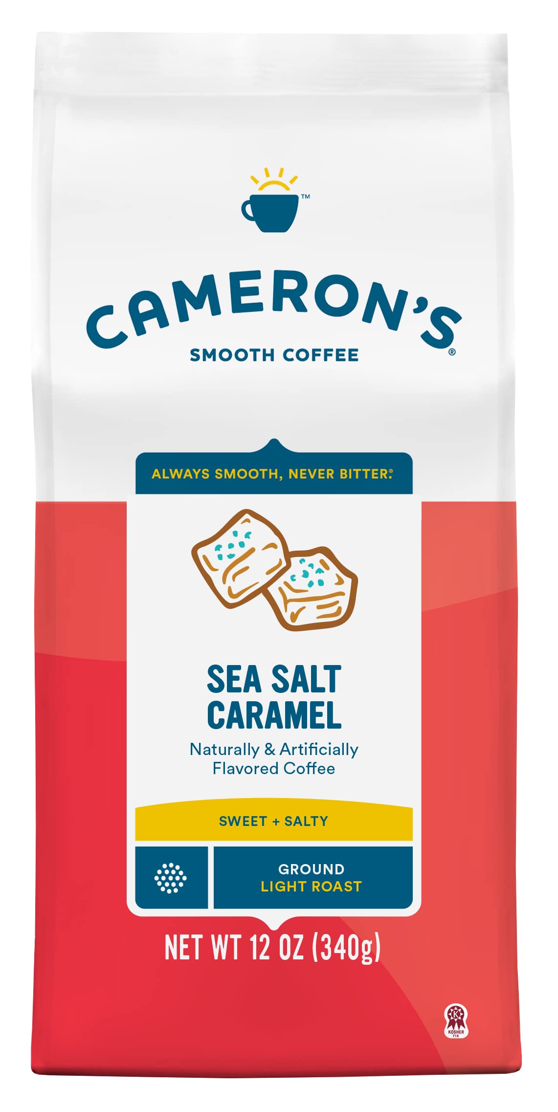 Cameron'S Coffee Roasted Ground Coffee Bag, Flavored, Sea Salt Caramel, 12 Ounce