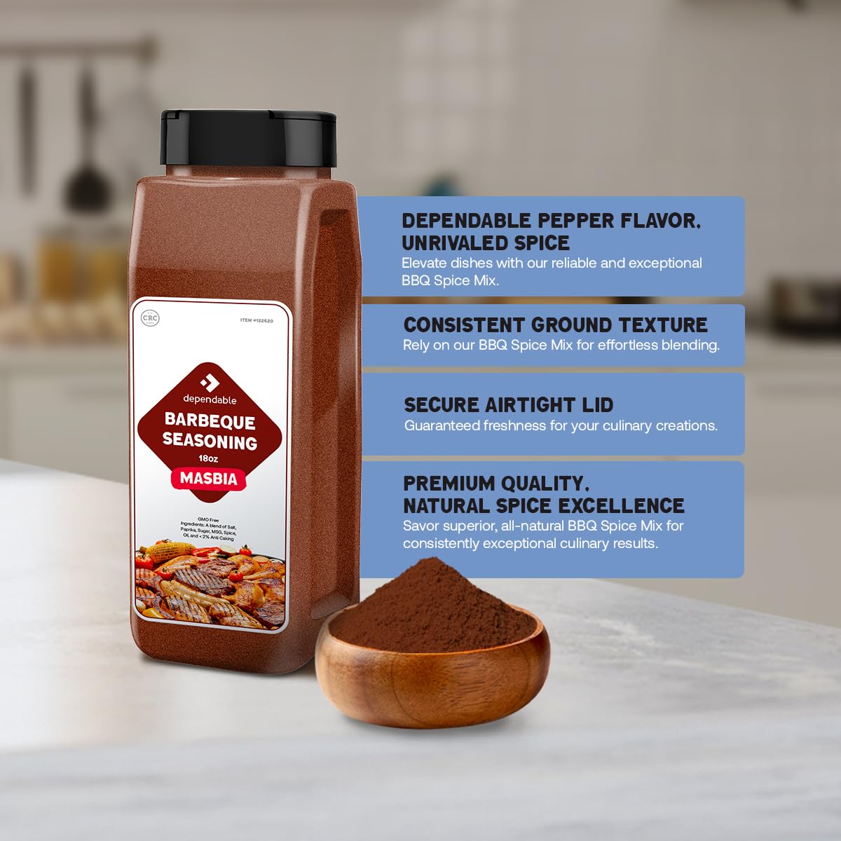 Dependable Food Bbq Spice Mix - 18 Oz. Resealable Pouch - Non-Gmo, Kosher – Perfect Blend For Grilling, Smoky Aroma, And Roasting