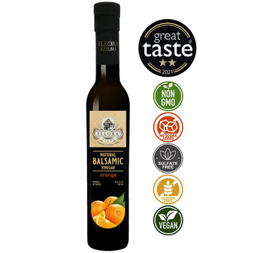 Ellora Farms, Orange Infused Aged Balsamic Vinegar, No-Added Sugars, No-Preservatives, 8.5 Oz (250 Ml) Glass Bottle, Pack Of 1