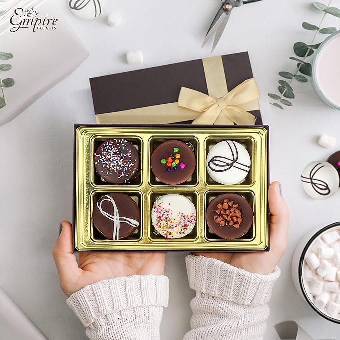 Empire Delights Gourmet Cookies Gift Basket - Chocolate Covered Cookies - 6 Count