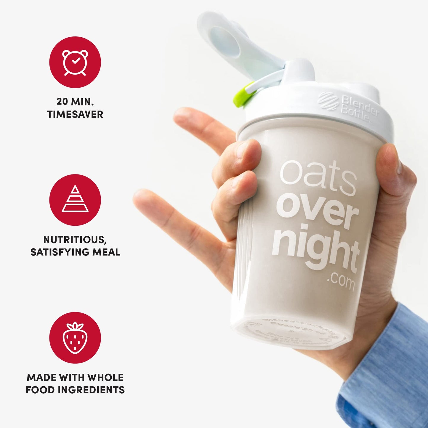 Oats Overnight Strawberries & Cream Breakfast Shake - 20g Protein, High Fiber, Gluten Free, 2.7 oz (Pack of 8)
