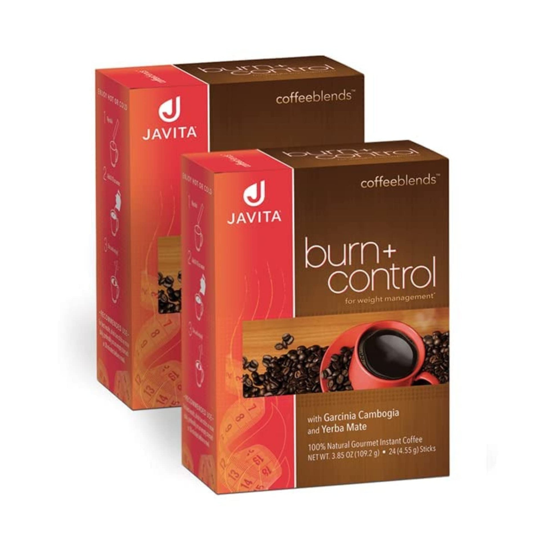 Javita Burn + Control Instant Coffee, Weight Management Herbs: Garcinia Cambogia & Yerba Mate, Slimming Coffee with Help of Exer