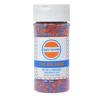 Mystic Sprinkles The Big Game Nonpareil Mix 3.8Oz Bottles (Blue & Orange)