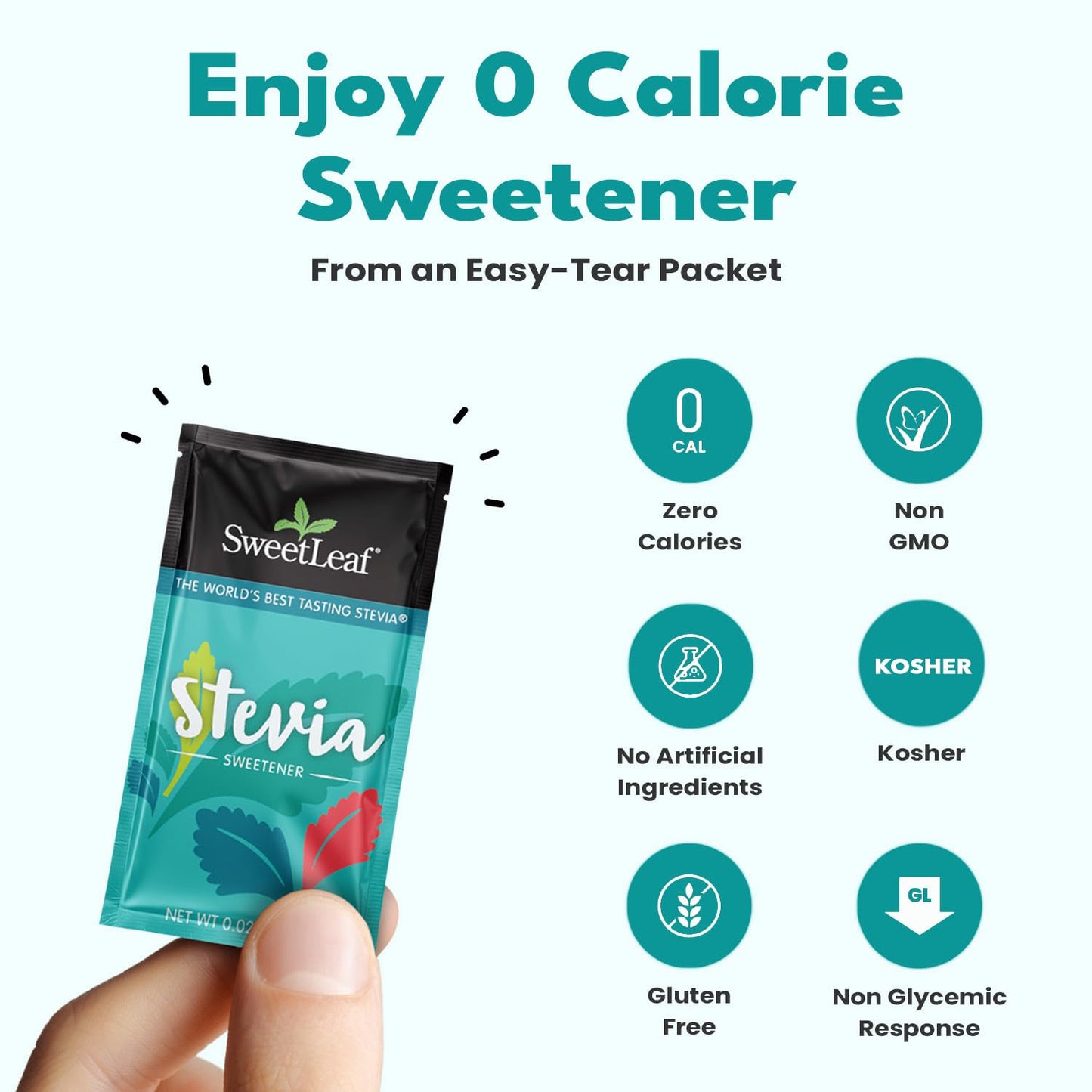 Sweetleaf Stevia Packets - Zero Calorie Stevia Powder, No Bitter Aftertaste, Sugar Substitute For Keto Coffee, Nothing Artificia
